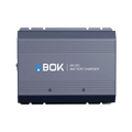 ABOK ACS500 DC-DC battery charger in a straight product view showing its ribbed aluminum housing and ABOK branding.