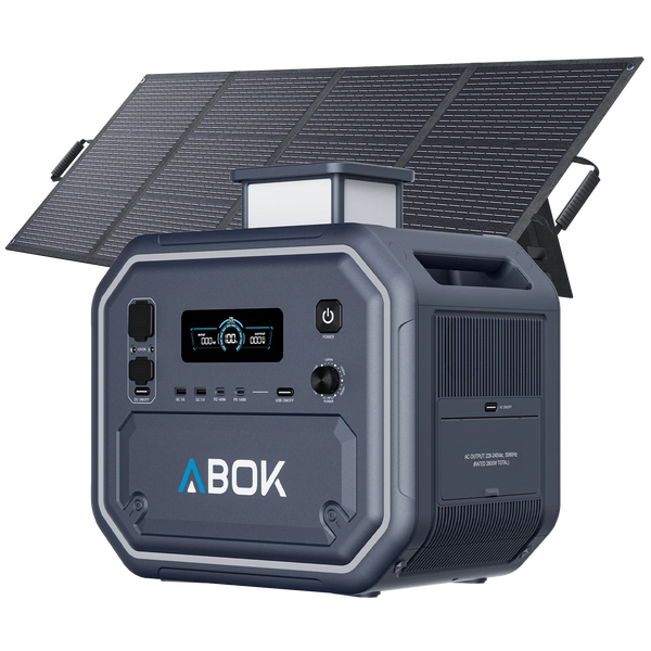 ABOK Ark2800 EU-spec portable power station with a 200W foldable solar panel.