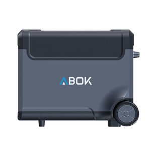 ABOK Ark3600 EU-spec portable power station in a clean side product view with ABOK branding and transport wheel.