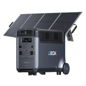ABOK Ark3600 EU-spec portable power station with a 200W foldable solar panel.