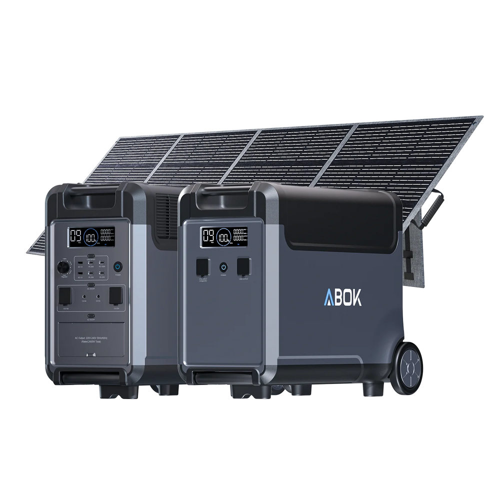 ABOK Ark3600 EU-spec power station with an extra battery and 400W foldable solar panel.